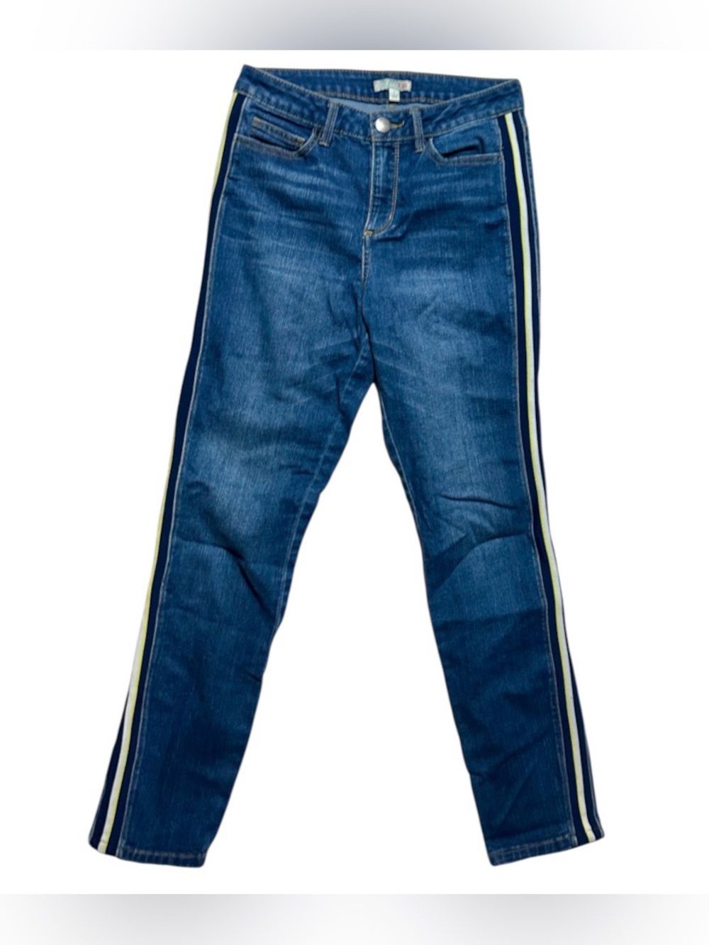 Gianni Bini GB Side Stripe Skinny Ankle Jeans Size 7 Stretch Denim Blue